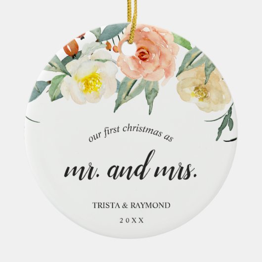 Unser erstes Weihnachtspfirsich mit floralen, neug Keramik Ornament (Vorne)