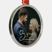 Unser erstes Weihnachtsschickes Hand-Mit Silbernes Ornament (Rechts)