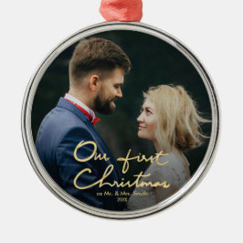 Unser erstes Weihnachtsschickes Hand-Mit Silbernes Ornament