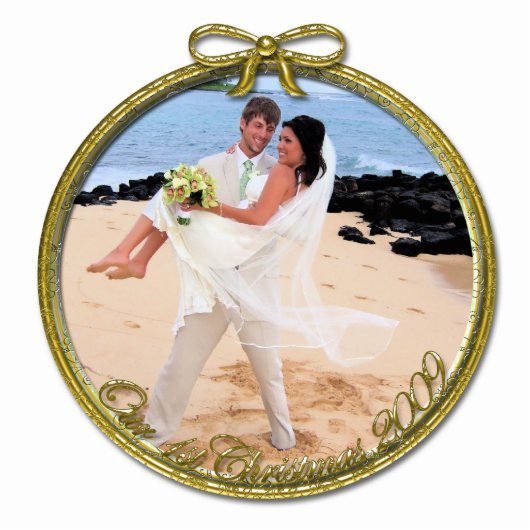 Unser erstes Weihnachtsschmuck Fotoskulptur Ornament (Vorne)