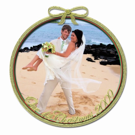 Unser erstes Weihnachtsschmuck Fotoskulptur Ornament (Vorne)