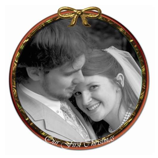 Unser erstes Weihnachtsschmuck Fotoskulptur Ornament (Vorne)