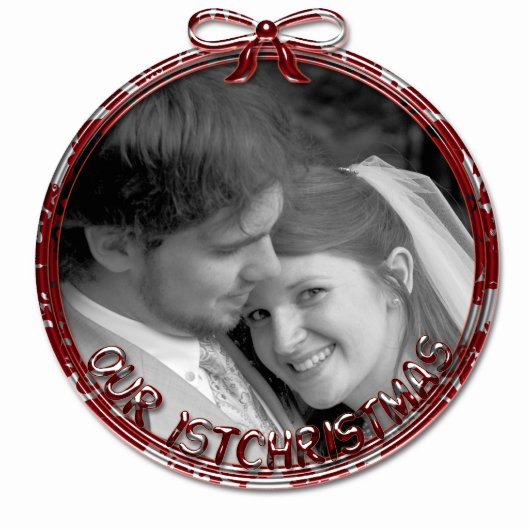 Unser erstes Weihnachtsschmuck Fotoskulptur Ornament (Vorne)