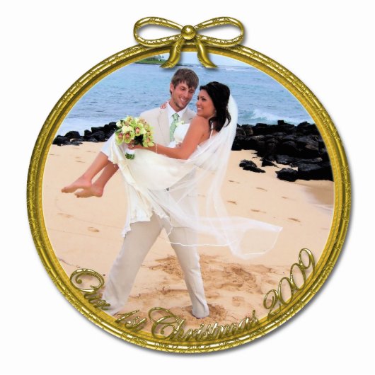 Unser erstes Weihnachtsschmuck Fotoskulptur Ornament (Vorne)