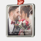 Unser erstes Weihnachtsszenario-Foto - Weißes Scri Ornament Aus Metall (Links)