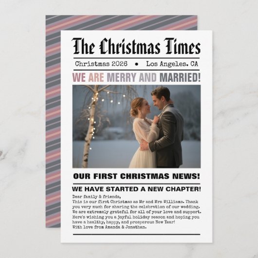 Unser erstes Weihnachtszeitungen-Foto Feiertagskarte (Vorne/Hinten)