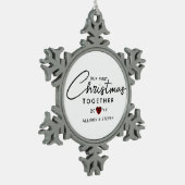 Unser erstes Weihnachtszitat Personalisiert Schneeflocken Zinn-Ornament (Links)