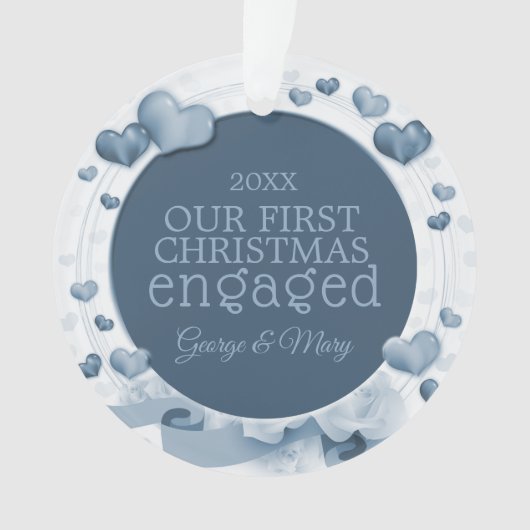 Unser erstes Weihnachtszusammen verlobtes Ornament (Vorderseite)