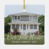 Unser erstes Zuhause 2 Foto Housewarming Keramikornament (Rückseite)