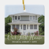 Unser erstes Zuhause 2 Foto Housewarming Keramikornament (Vorderseite)