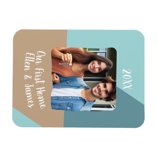 Unser erstes Zuhause Custom Foto Housewarming Gesc Magnet (Horizontal)