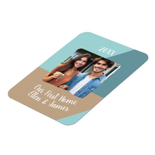 Unser erstes Zuhause Custom Foto Housewarming Gesc Magnet (Linke Seite)