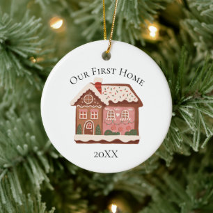 Unser erstes Zuhause Gingerbrett House Weihnachtsf Keramik Ornament
