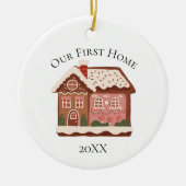 Unser erstes Zuhause Gingerbrett House Weihnachtsf Keramik Ornament (Vorne)