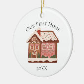 Unser erstes Zuhause Gingerbrett House Weihnachtsf Keramik Ornament (Links)