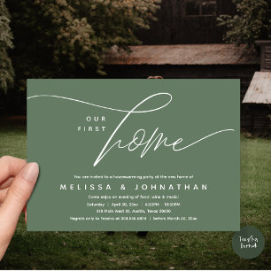 Unser erstes Zuhause-Party mit gemütlichem, liebev Einladung