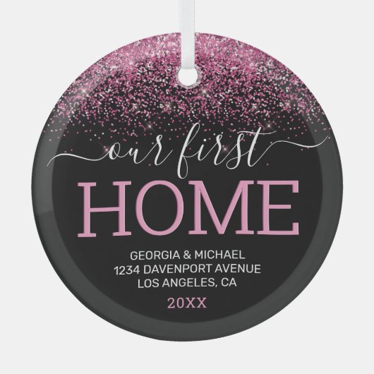 Unser erstes Zuhause Weihnachtsglas Ornament Aus Glas (Vorderseite)