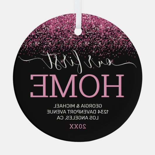 Unser erstes Zuhause Weihnachtsglas Ornament Aus Glas (Rückseite)