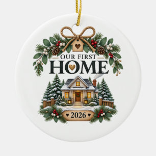 Unser erstes Zuhause Weihnachtsschmuck, neues Zuha Keramik Ornament