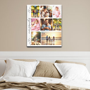 Unser Familienfoto Collage Niedlich Doodle Hearts Leinwanddruck