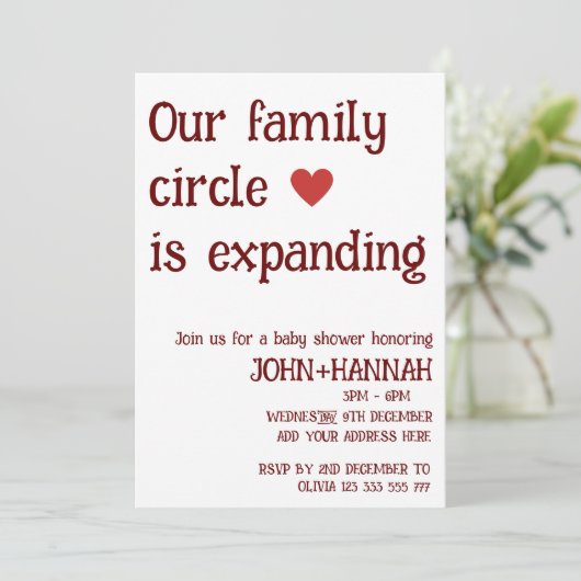 Unser Familienkreis erweitert die Co-ed Baby Dusch Einladung (Stehend Vorderseite)