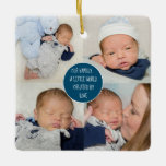 Unser Familienname 5 Foto Keramikornament<br><div class="desc">Unser Familienname 5 Foto. Einfach mit Fotos und Namen auf der Rückseite personalisieren.</div>