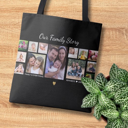 Unser Familienstory Zitat Name 13 Foto Collage Bla Tasche