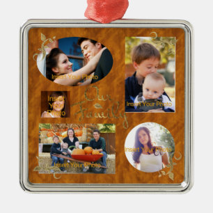 Unser Family Foto Album Collage Silbernes Ornament