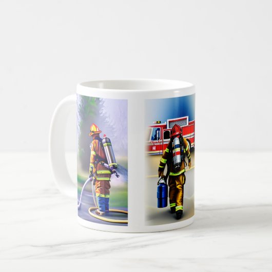 Unser Feuerwehrmann, unser Held Kaffeetasse (Vorderseite Links)