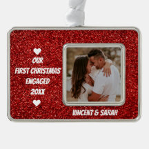 Unser First Christmas Custom Foto und Name Glitzer