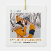 Unser First Christmas Minimal Elegantes Modernes F Keramikornament (Rückseite)