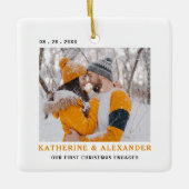 Unser First Christmas Minimal Elegantes Modernes F Keramikornament (Vorderseite)