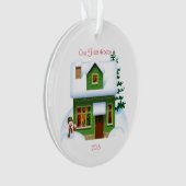 Unser First House Snowman Personalisiertes Ornamen Ornament (Vorderseite)