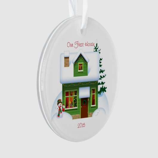 Unser First House Snowman Personalisiertes Ornamen Ornament (Vorderseite)