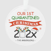 Unser First Quarantäne Weihnachts-Foto Ornament (Vorderseite)