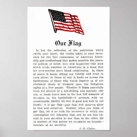 Unser Flag USA Americana Patriotismus Words Redewe Poster (Vorne)