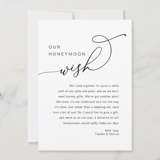 Unser Flitterwochenwunsch, Einladungen für Hochzei (Vorderseite)