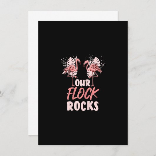 Unser Flock Rocks Funny Flamingo Animal Family Spa Einladung (Vorne/Hinten)