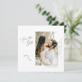 Unser Foto White Square Wedding rettet das Datum Einladung (Stehend Vorderseite)