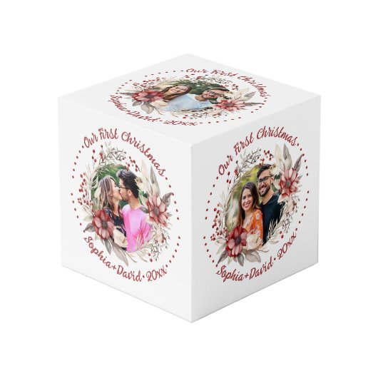 Unser Foto zum ersten Weihnachtsfest Würfel (Vorderseite Schrägansicht)