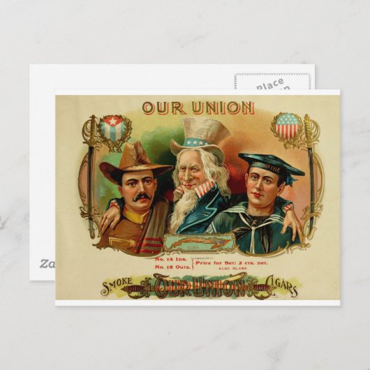 Unser Gewerkschafts-Zigarrenschachtel-Aufkleber Postkarte (Vorne/Hinten)