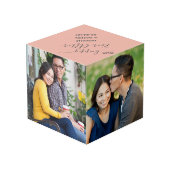 Unser Glück nach dem maßgeschneiderten 4 Hochzeite Würfel (Rückseite Schrägansicht)