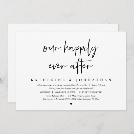 Unser Glück nach der Hochzeitsfeier Einladung (Vorne/Hinten)