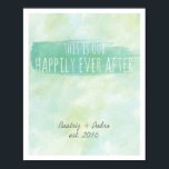 Unser Glück nach Personalisierten Paar Emerald Poster<br><div class="desc">Unser glücklich immer nach Drucken emerge grüne Wasserfarben Wand Kunst personalisierten Paar Drucke. Personalisierte Paare drucken, von red_dress, mit einem "dies ist unser glückliches, immer nachher" Zitat und personalisierten Namen der Paare / Jahr etabliert. Das Poster der Hochzeitsziffer wird auf hellblauem und grünem Aquarellhintergrund gedruckt, mit Pinselstrich in Smaragdgrün. Passen...</div>