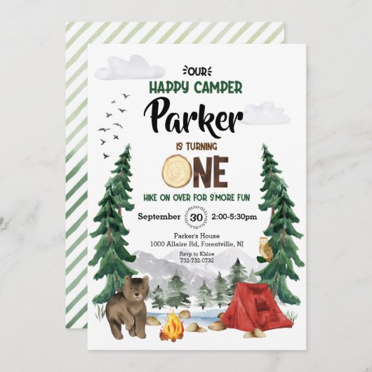 Unser glücklicher kleiner Camper ist eine Einladun Einladung (Vorne/Hinten)