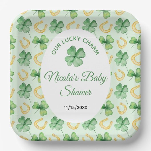 Unser Glücksbringer-St.-Patrick-Baby-Shower Pappteller (Vorderseite)