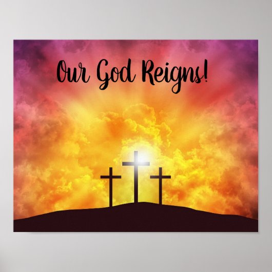Unser Gott regiert Premium Leinwand Gloss Poster (Vorne)