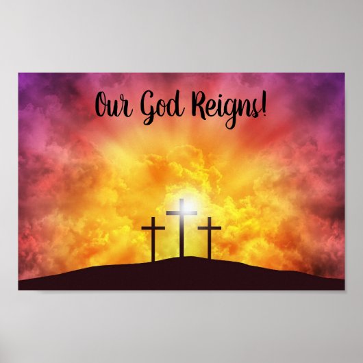 Unser Gott regiert Premium Leinwand Gloss Poster (Vorne)