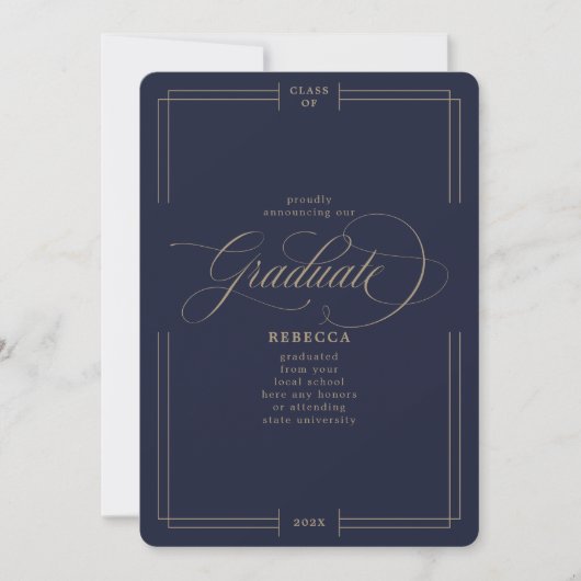 Unser Graduate Classic Script Navy Abschluss Ankündigung (Vorderseite)