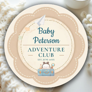 Unser größtes Abenteuer Türkisblau süße Babyparty Runder Aufkleber